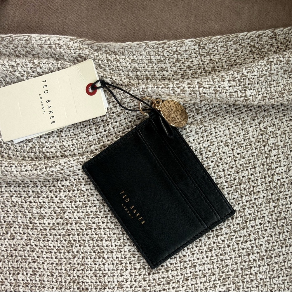 NWT - Ted Baker -  Black Leather Card Holder with Gold Tag - Picture 4 of 9